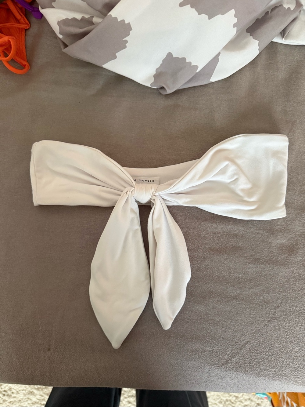 Susana Monaco White Bandeau Tie-Front Bikini Top